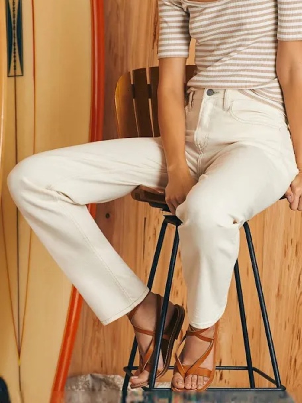 Faherty Organic Cotton White Dune Straight Leg Jeans Size 29
